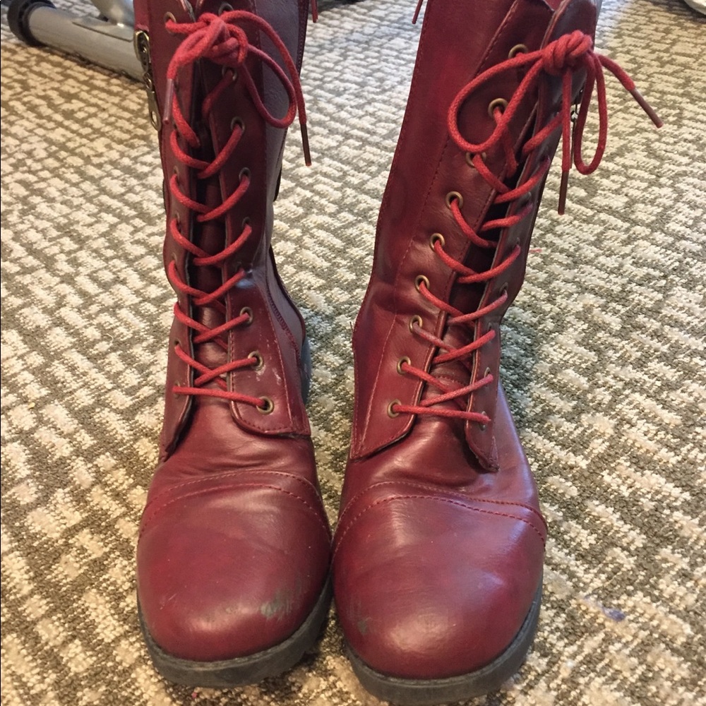 Maroon Combat Boots